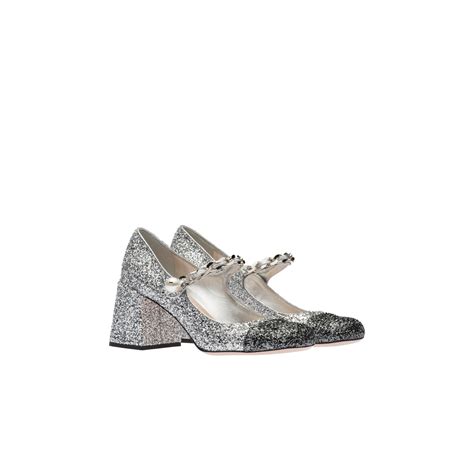 miu miu glitter pumps|Silver/slate Glitter Pumps .